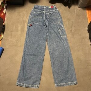 Vintage 90s Tommy Jeans Carpenter Pants Womens 27 Blue Denim Logo Baggy